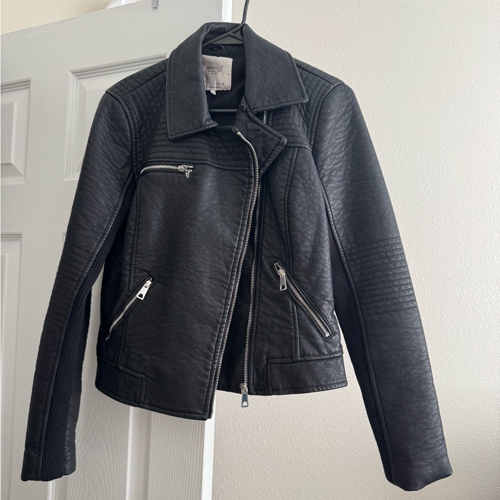 Zara Trafaluc Black Faux Leather Jacket